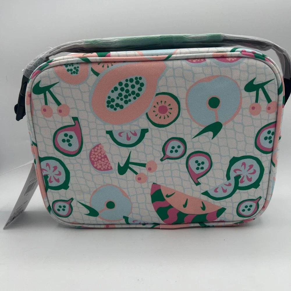 NWT Nike Hard Shell Lunch Box Sail Stadium Green Fruit Print back 2 school